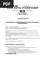 Teaching Internship - : Assisting and Participating in School Programs and Activities