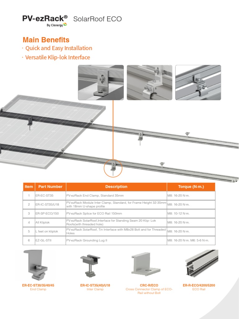 Clenergy Thailand PV Ezrack SolarRoof ECO Rail System Brochure | PDF ...