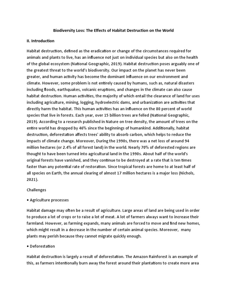 Biodiversity Loss: The Effects of Habitat Destruction On The World ... Biology Diagrams