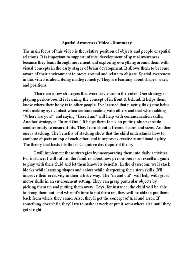 Spatial Awareness Summary | PDF | Self-Improvement