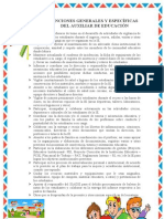 Funciones Generales y Específicas Del Auxiliar de Educación