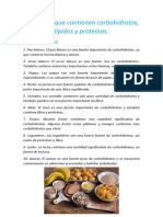 Alimentos Que Contienen Carbohidratos, Lípidos y Proteínas