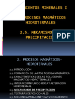 Yacimientos Minerales I 2. Procesos Magmáticos Hidrotermales 2.5. Mecanismos de Precipitación