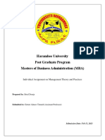 Harambee University Post Graduate Program Masters of Business Administration (MBA)