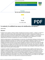 Lo Natural y Lo Artificial (Un Ensayo de Clarificación Conceptual)