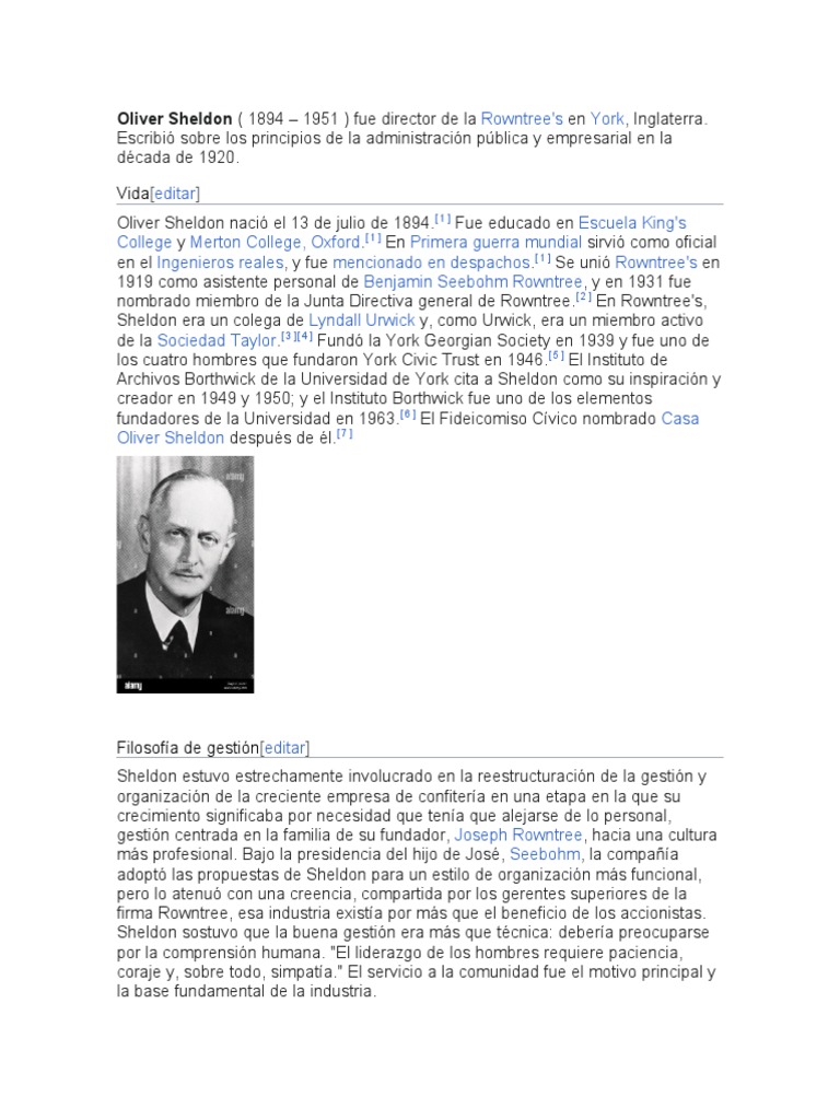 Oliver Sheldon (1894 1951) Fue Director de La PDF