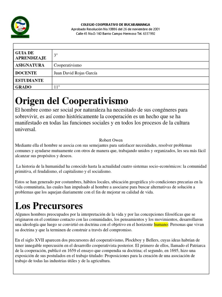 Importancia del Cooperativismo en Educación | PDF | Cooperativa ...