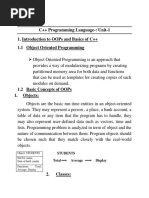 C++ Programming Language-: Unit-1 1. Introduction To Oops and Basics of C++ 1.1 Object Oriented Programming