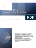 Malicious Torts & Introduction To Defamation: Torts - Glofcheski & Rosevear - 11 April 2023