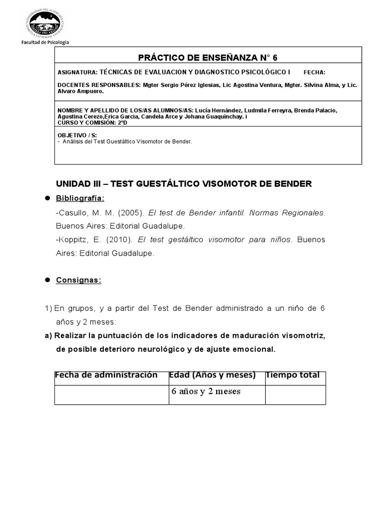 Análisis del Test Gestáltico Visomotor de Bender aplicado a un niño de ...