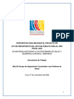 Propuestas para Mejorar El Proyecto de Ley de Presupuesto Del Sector Público para El Año FISCAL 2023