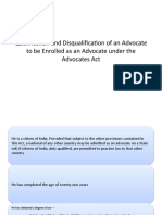 Qualification and Disqualification of An Advocate To Be Enrolled As An Advocate Under The Advocates Act