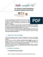 Cahier Des Charges D'audit Énergétique de La Rénovation Globale Performante