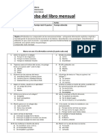 Prueba Del Libro Mensual: Nombre: Fecha: Curso: Puntaje Total 43 Puntos Puntaje Obtenido Nota