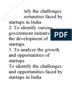 To Identify The Challenges and Opportunities Faced by Startups in India