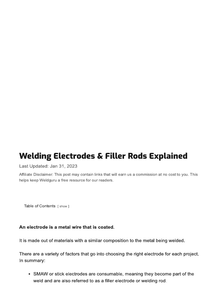 Welding Electrode Chart and Selection PDF