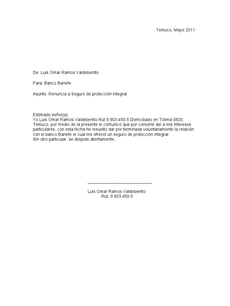 carta renuncia