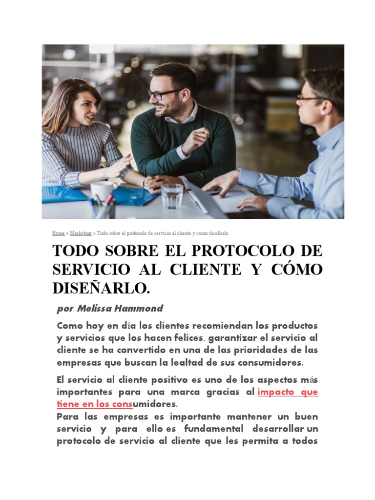 Protocolo de Servicio al Cliente Efectivo | PDF | Servicio al Cliente ...