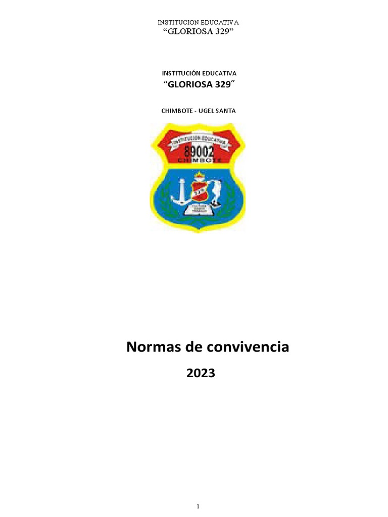 Normas de Convivencia Ie 89002 2023 | Descargar gratis PDF | Salón de ...