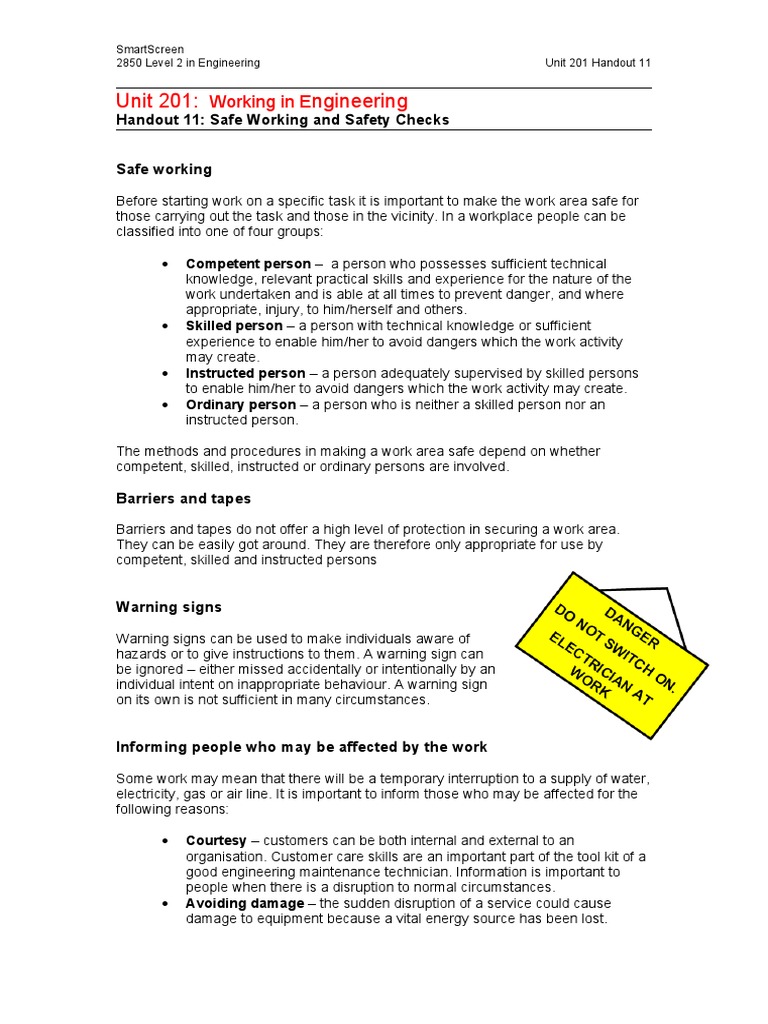 2850 L2u201 Handout 11 PDF Personal Protective Equipment Safety