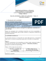 Guía de Actividades y Rúbrica de Evaluación - Unidad 1 - Tarea 2 - Aritmética Analítica