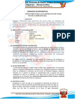 Terminos de Referencia Servicio de Consultoria para La Elaboracion de Ficha Tecnica Simplificada. 1) Nombre Del Proyecto