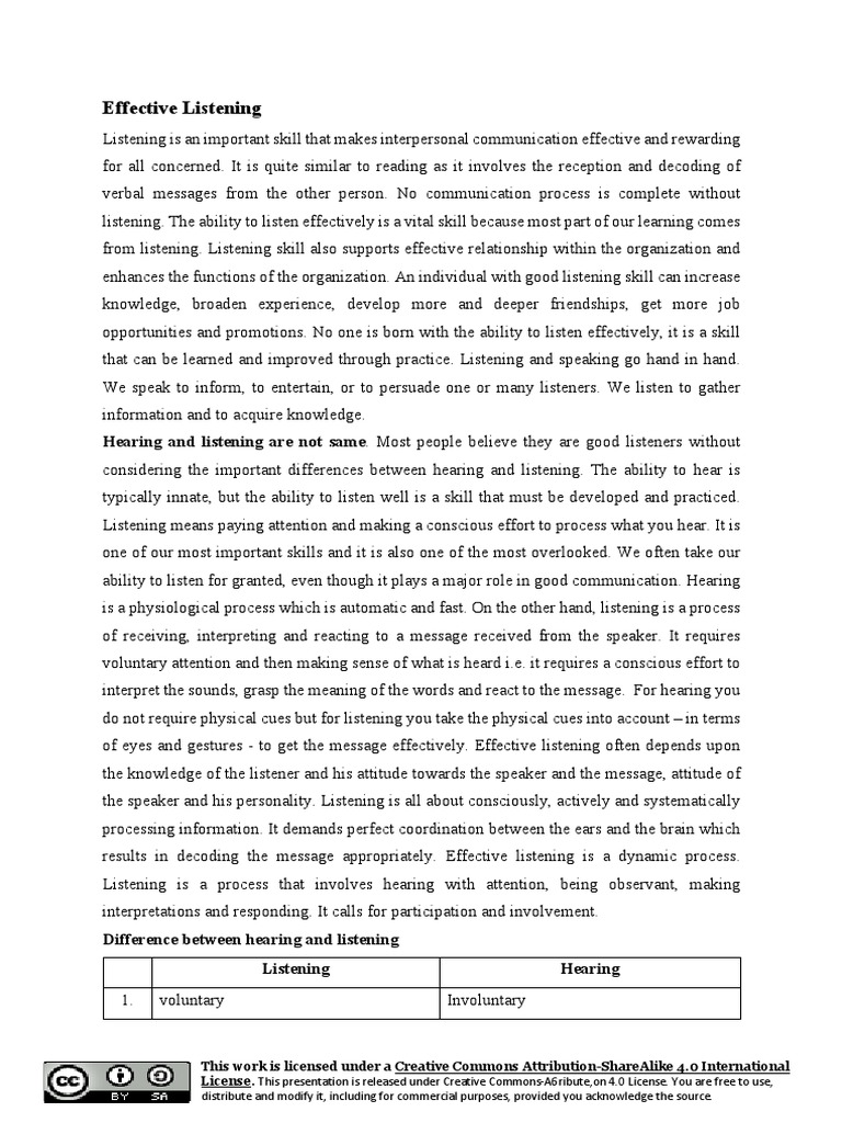 Mastering Effective Listening Skills | PDF | Communication | Attention