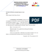 Ofício #001/ 2022 Secretaria de Educação Juventude Esporte e Lazer Ilmo