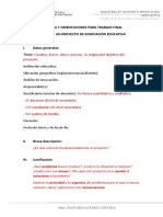 Esquema Y Orientaciones para Trabajo Final Diseño de Un Proyecto de Innovación Educativa I. Datos Generales