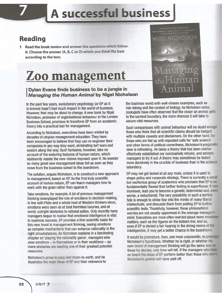 Cambridge Objective Advanced WB Unit 7 A Successful Business