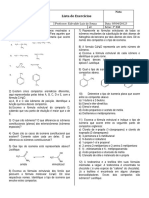 Lista de Exercícios de Química sobre Isomeria