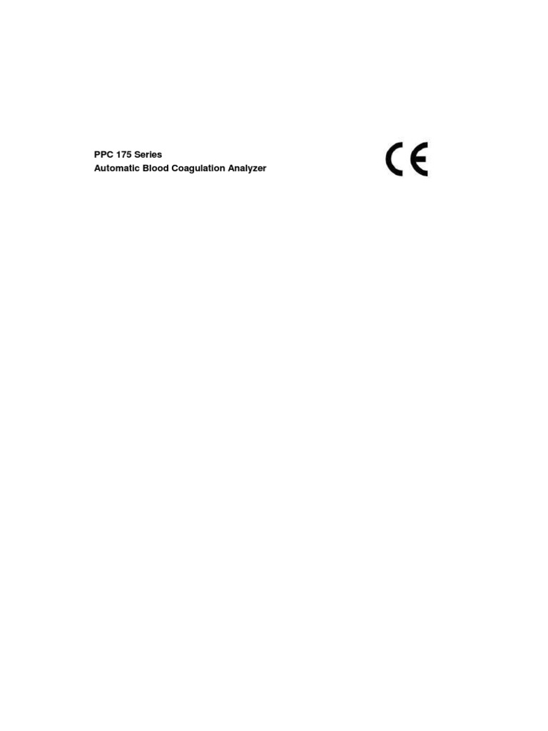 PPC 175 Automatic Coagulation Analyzer | PDF | Ac Power Plugs And ...