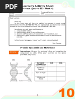 Grade 10 Mutation Lesson Plan | PDF | Genetic Code | Gene