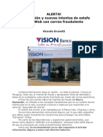 ALERTA. Banco Visión y Nuevos Intentos de Estafa