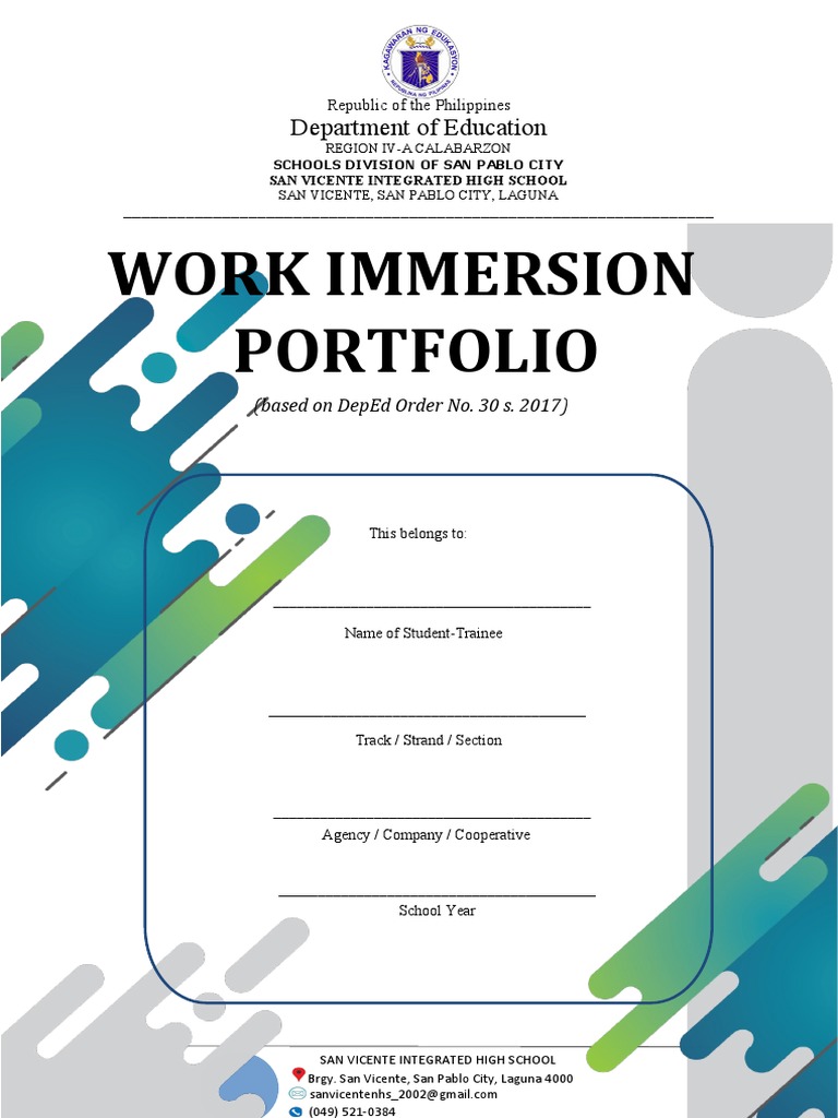 Work Immersion Portfolio Guide | PDF | Job Interview | Curriculum