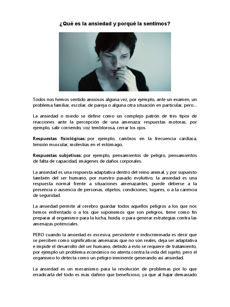 Que Es La Ansiedad y Porqué La Sentimos | PDF | Ansiedad | Percepción