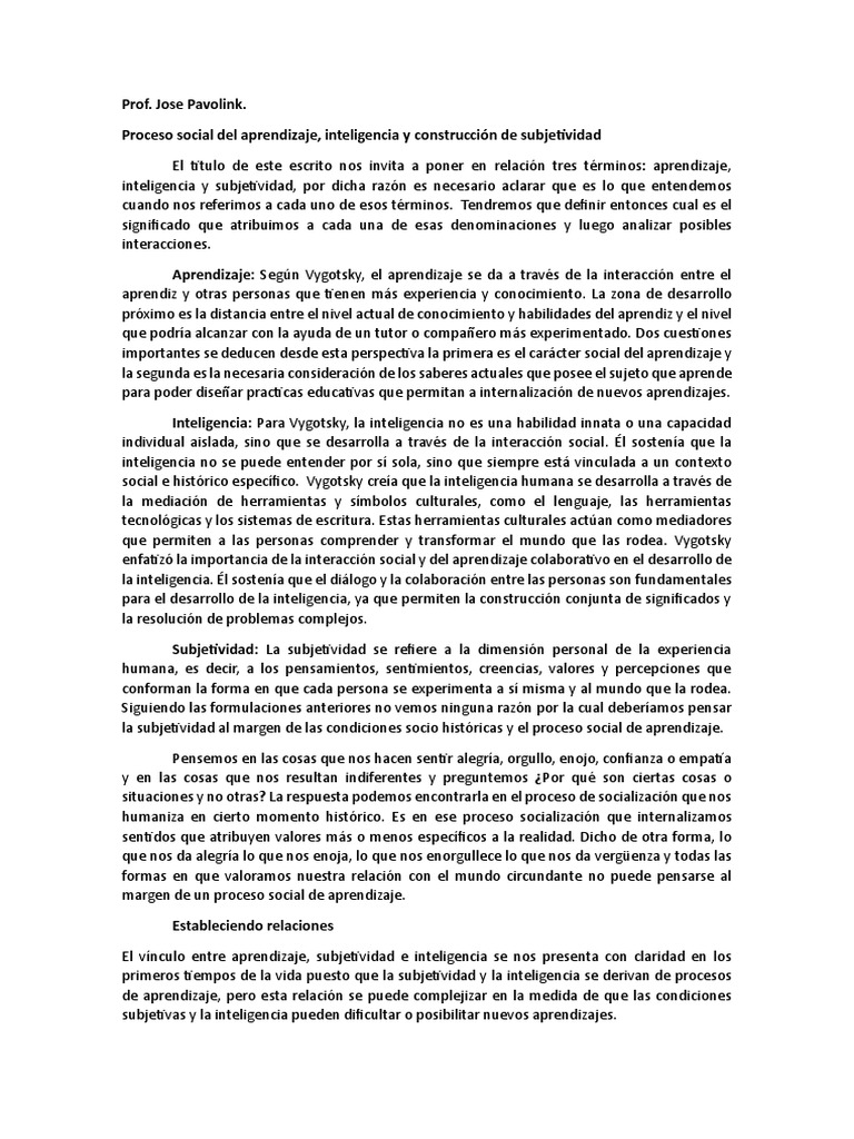 Prof. Pavolink - Proceso Social Del Aprendizaje | PDF | Aprendizaje ...