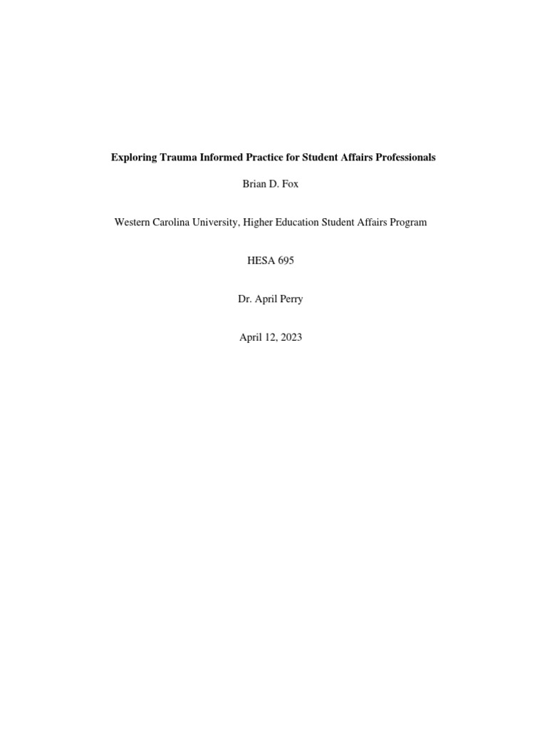 Academic Writing Sample Portfolio Version Pdf Psychological Trauma