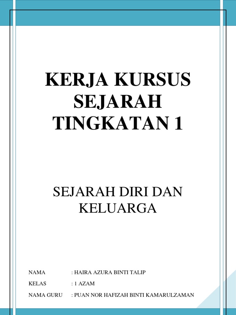 Kerja Kursus Sejarah Tingkatan 1 Pdf