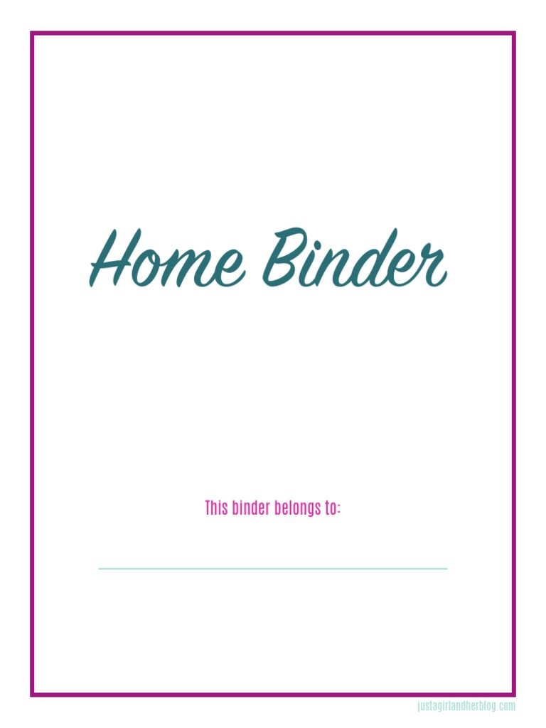 Free printable home binder pdf