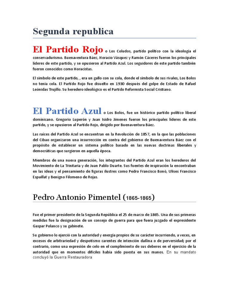 Rivalidades entre partidos rojos y azules | PDF | República Dominicana