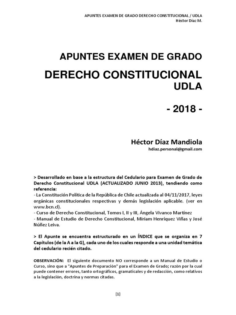 Apuntes para Examen de Derecho Constitucional | PDF | Constitución ...