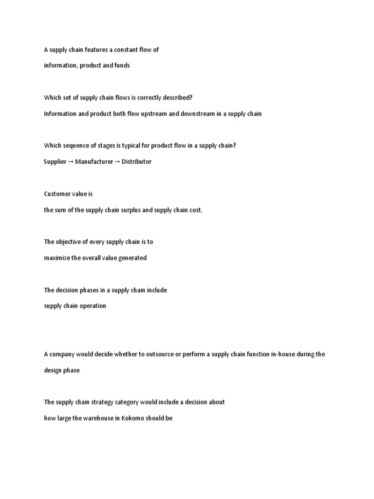 Understanding Supply Chain Mcqs Pdf Supply Chain Retail