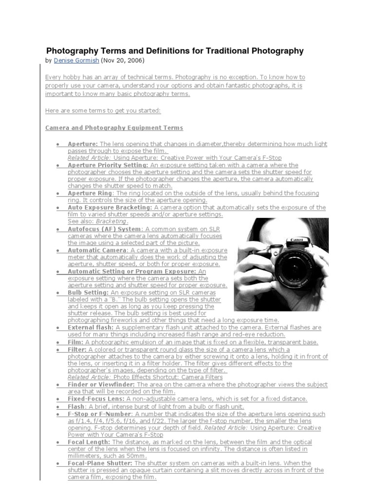 Photography Terms Exposure (Photography) Camera