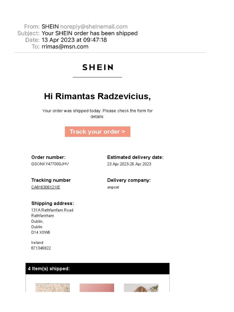Order Confirmation & Tracking | PDF