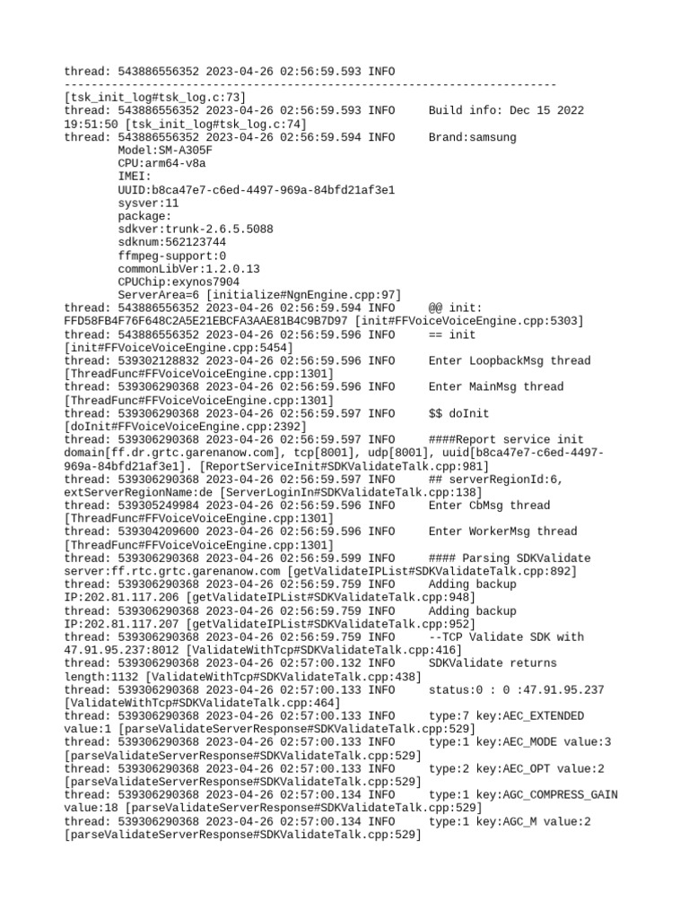 FFRtc Initialization Log Details | PDF | Networking Standards | Software