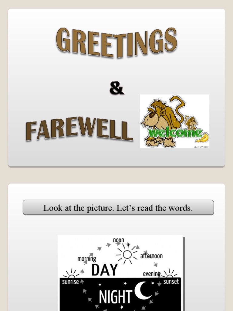 Greetings Farewell PPT Fun Activities Games 7742 | PDF