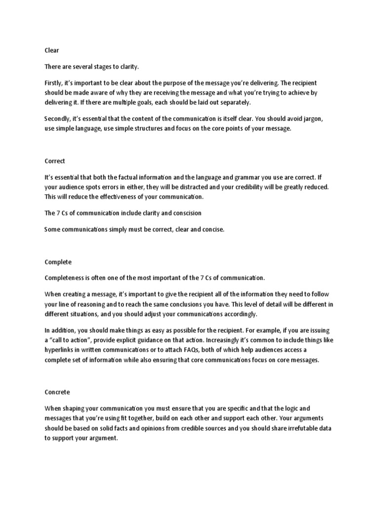 7C's of Communication | PDF | Communication | Information