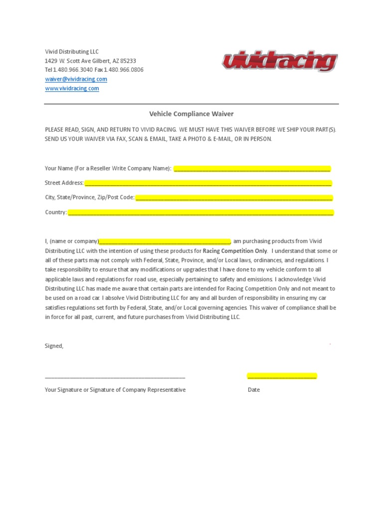 Vehicle Compliance Waiver | PDF