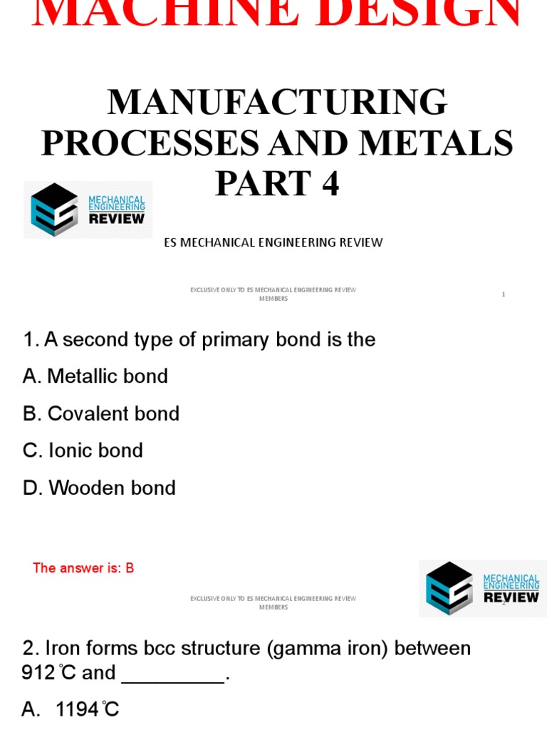 Part 4 - Materials and Manufacturing Elements | PDF